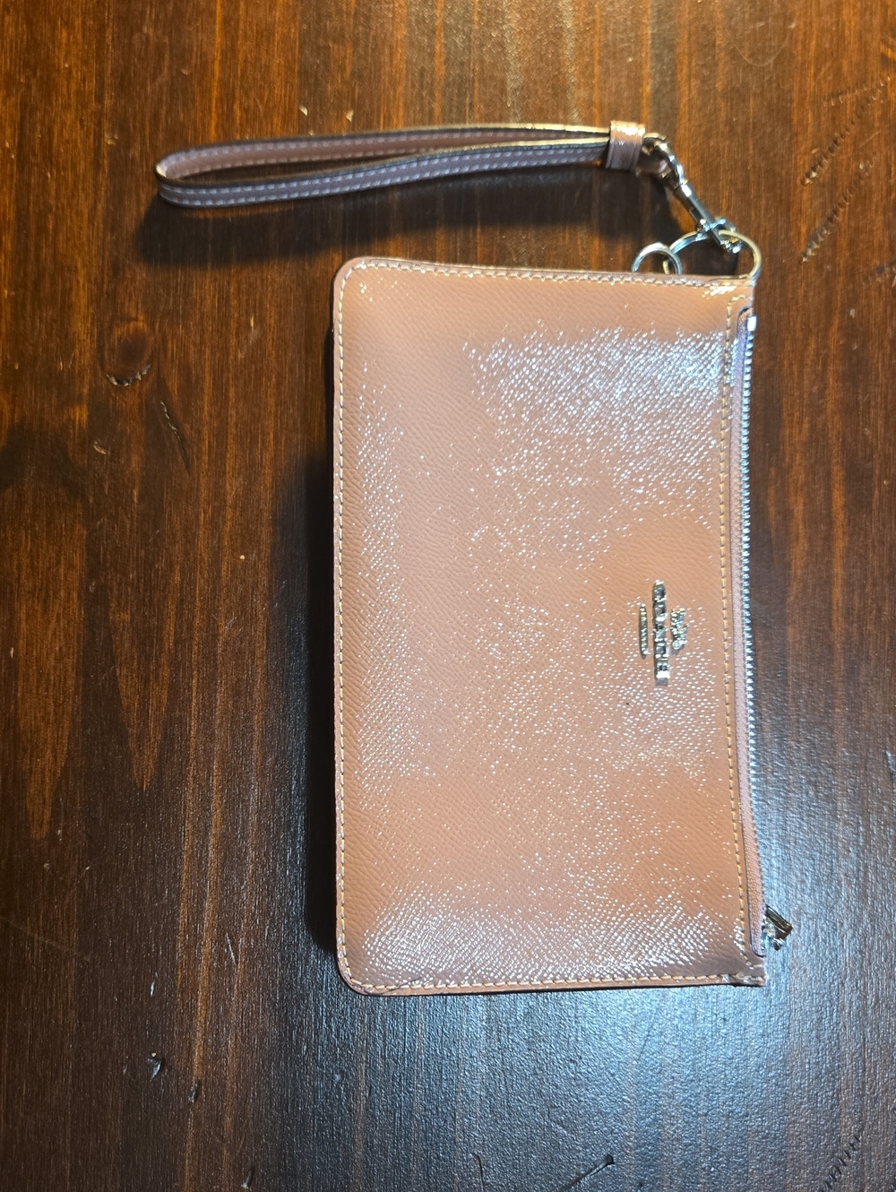 Coach Patent Leather Wristlet Phone Case - Pink